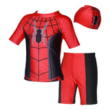 Traje De Baño Negro Spiderman Kids Fiesta De Surf Set De 3