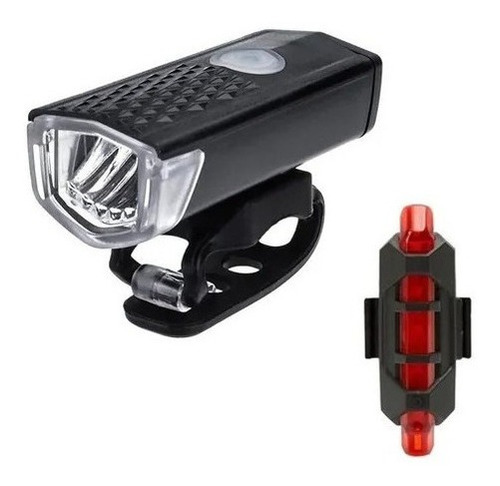 Kit Farol Bike Led Recarregável Potente Dianteiro + Traseiro