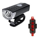 Kit Farol Bike Led Recarregável Potente Dianteiro + Traseiro