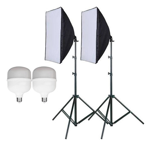 Kit Completo 2 Soft Box C/ Lampadas Led Estudio Luz Agata Ii