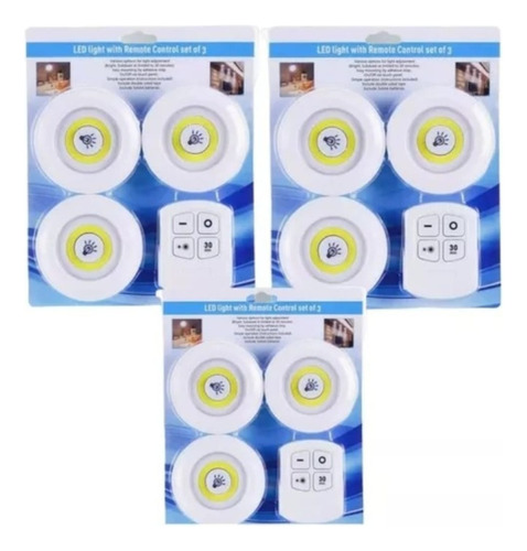 Pack De 3 Set Luz Led Inalámbricas Con Control Remoto !