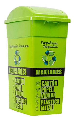 Tacho De Basura 60 Litros Cesto Ecologico Ploteado Residuos