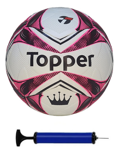 Bola Futsal Topper Slick + Bomba De Ar Cor Rosa-preto