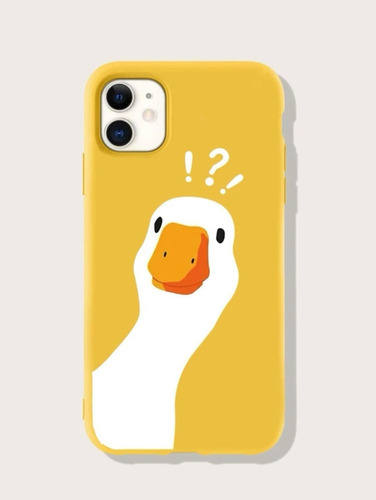 Funda Para iPhone Con Diseño De Pato En Fondo Amarillo.