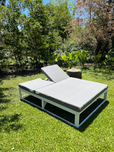 Reposera Aluminio Doble Mueble De Exterior Jardin Intemperie