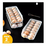 Pack X2 Bandeja Organizadora Porta Huevos Apilable