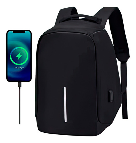 Mochila Antirrobo Impermeable Anticorte Porta Notebook Usb 