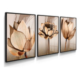 Quadro Decorativo 3 Peças 40x60 Sala Quarto Cozinha Flores 