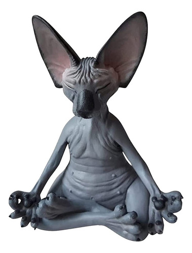 Gato Esfinge Medita, Estatua De Gato Pensante, Meditando Pen