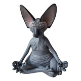 Gato Esfinge Medita, Estatua De Gato Pensante, Meditando Pen