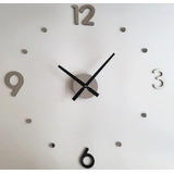 Reloj 3d De Pared Gigante Plateado