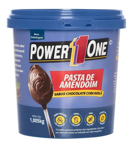 Pasta De Amendoim Chocolate Com Avelã Zero Lactose Power 1 One Pote 1,005kg