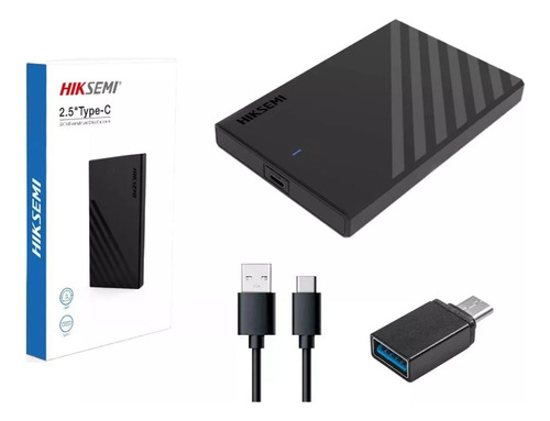 Case Ext. Hiksemi P/disco 2.5 Usb Tipo C 3.1 + Otg Usb A / C Color Negro