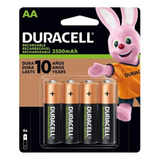 Kit 4 Pilha Aa Recarregável Duracell 2500 Mah