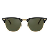 Óculos De Sol Rb3016 Clubmaster Preto E Verde Ray-ban Cor Da Armação Preto Sobre Ouro Desenho Quadrado