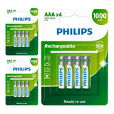 12 Pilhas Recarregaveis Aaa Philips  (3  Cart)