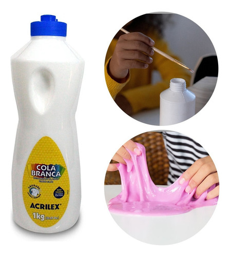 Cola Branca Escolar Slime Artesanato 1kg Atóxica - Acrilex