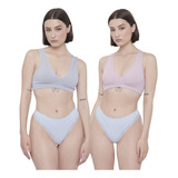 Sostén Mujer Seamless Escote Celeste/rosa Corona