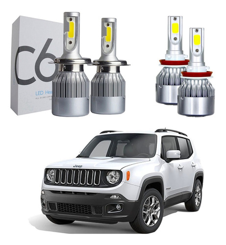 Kit Lamparas Cree Led C6 H4 + H11 Jeep Renegade