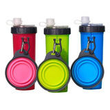 Vaso Portatil Croquetas Agua Mascotas Plato Plegable 2 En 1 Color Azul