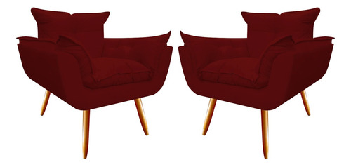 Kit 2 Poltrona Opala Decor Marsala Suede Super Barato