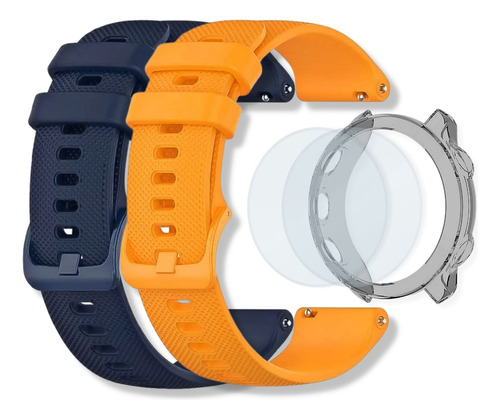 2 Pulseiras + 1 Capa Preta + 2 Películas Para Garmin 645