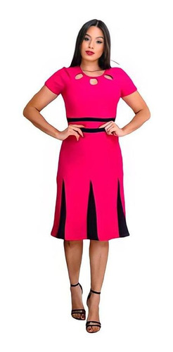 Vestido Evangelico Moda Evangélica Executiva Plus Size Pink