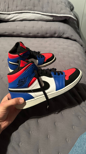 Air Jordan 1 Mid Top 3 Hyper Royal University Red 10 Us