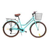 Bicicleta Urbana Centurfit Mkz-bicivintage R26 7v Frenos V-brakes Color Menta Con Pie De Apoyo