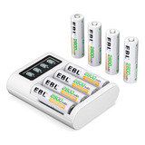 Ebl Baterias Aa Recargables De 2800 Mah (8 Paquetes) Y Carga