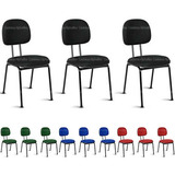 Kit 03 Cadeiras De Escritório Secretária Fixa Pé Palito Rj