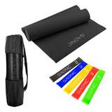 Yoga Mat Profesional Colchoneta Gimnasio Fitnes + Bandas Color Negro