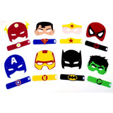 Lembrancinha Máscara Com Bracelete Super Heróis (kit Com 12)