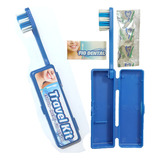 10 Kit Escova Dental Viagem Dobrável + Creme + Fio Dental