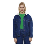 Campera De Jean Con Corderito Adentro Mujer Oversize