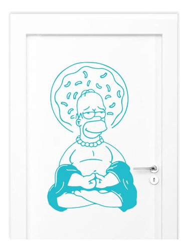 Adesivo Para Porta Azul Desenhos Homer Buda