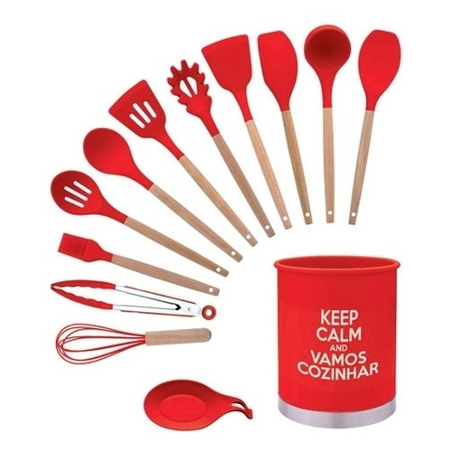 Kit Colheres Espatula  Silicone Utensílios De Cozinha 13pçs