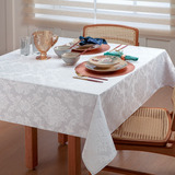 Toalha De Mesa Para 6 Cadeiras Tecido Jacquard 2,20m X 1,40m