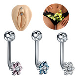 Piercing Íntimo Genital Vaginal Titânium Flor Com Brilho