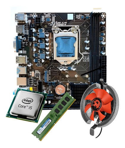 Kit Placa H61 1155 + Processador I5 2500 + 8gb Ddr3 + Cooler