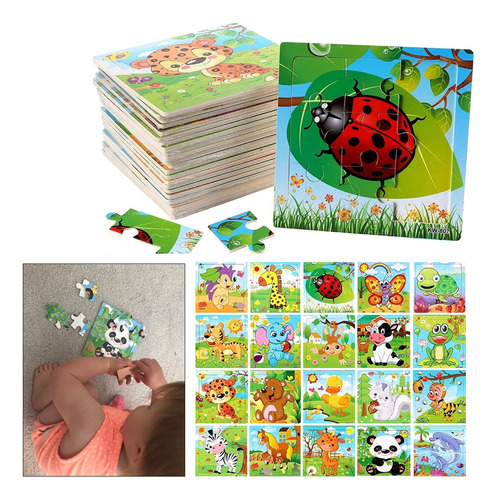 Rompecabezas Madera Para Niños Pack 20 Puzzles Didácticos