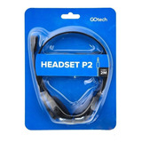 Fone Headset Gotech Com Microfone Entrada P2 Preto Cabo 2m 