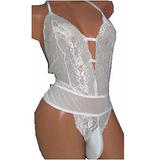 Body Halter Hombre Encaje Transparente.