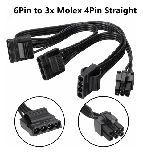 Cable De Corriente Molex X3 Para Fuente Modular Evga Gq
