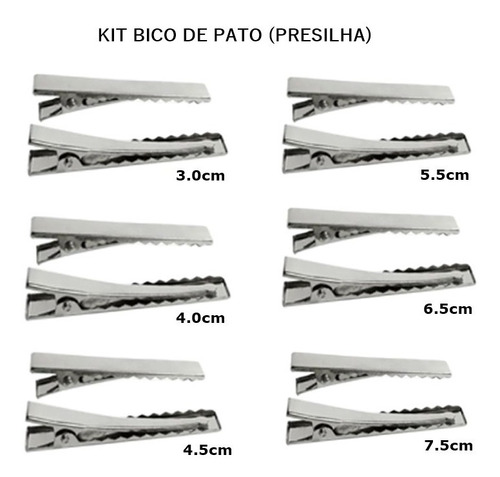 Kit 600 Bico De Pato Jacare Medidas Variadas Prata/niquel