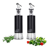 2 Botellas Dispensador Aceite Vidrio Acero Inoxidable Cocina