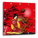 3drose Geisha Japonesa Chica En Rojo Con Detalles Dorados Y.