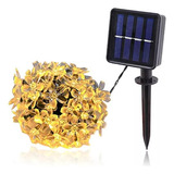 Guirnalda Solar Hada Flor Led Boda 12 Mtrs Calida