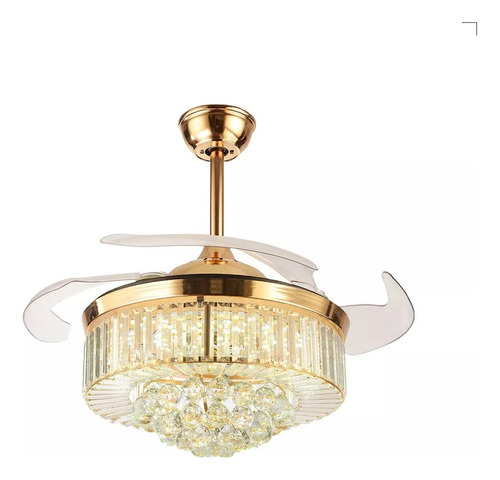 Ventilador Lustre Air Cristal 4 Pás Dourado 46 Cm 30w 