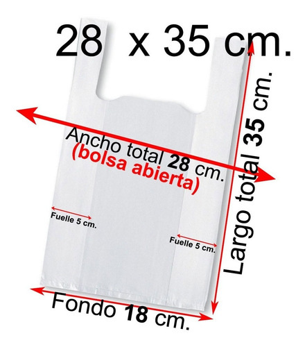 Bolsas Plásticas Tipo Camiseta - 28x35 - 100 Unidades